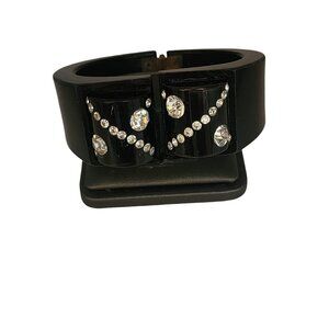 Vintage Art Deco Early Plastic Rhinestone Clamper Bracelet (A5656)